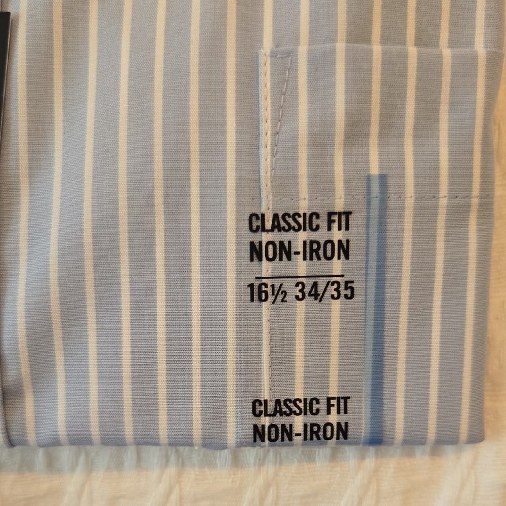 Chaps Light Blue and White Striped Dress Shirt - Picture 5 of 5